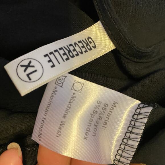 Grecerelle Women XL Black V Neck Wrap Dress Hi Low Ruffle Coastal Elastic Waist - Picture 5 of 10